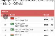 对手犯规，残奥男子铅球F57级别中国选手吴国山银牌变金牌