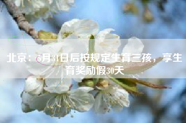 北京：5月31日后按规定生育三孩，享生育奖励假30天
