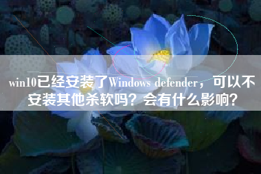 win10已经安装了Windows defender，可以不安装其他杀软吗？会有什么影响？