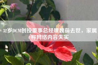 32岁DCM创投董事总经理魏萌去世，家属称网络内容失实