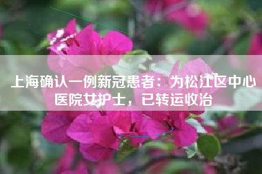 上海确认一例新冠患者：为松江区中心医院女护士，已转运收治