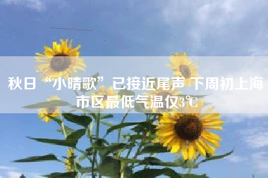 秋日“小晴歌”已接近尾声 下周初上海市区最低气温仅3℃
