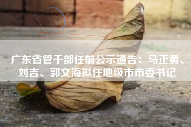 广东省管干部任前公示通告：马正勇、刘吉、郭文海拟任地级市市委书记
