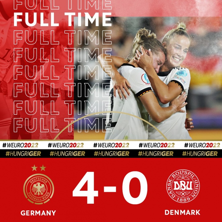 2022女足欧洲杯小组赛：西班牙4-1芬兰 德国4-0丹麦