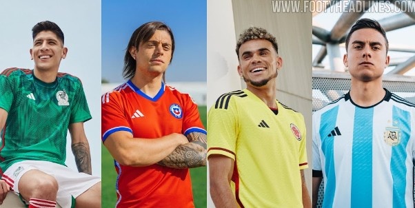 阿迪达斯公布4支国家队新球衣：阿根廷、智利、哥伦比亚、墨西哥