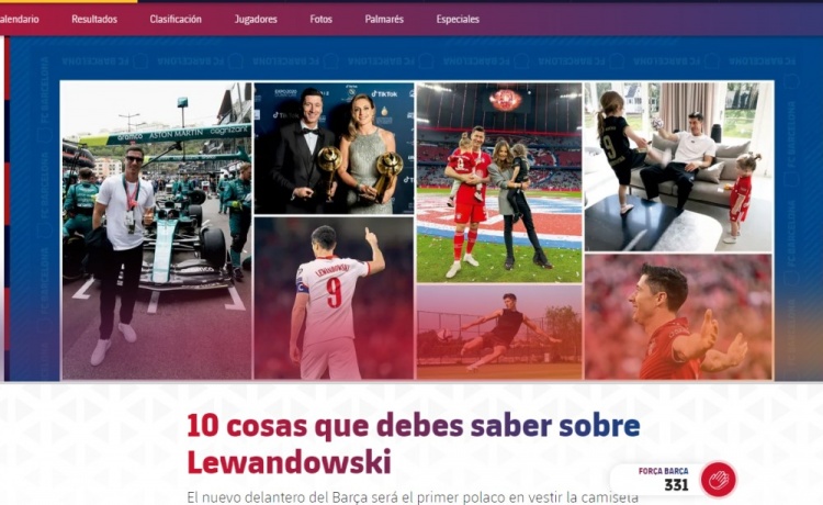 巴萨官方介绍莱万多夫斯基：首位加盟巴萨的波兰球员