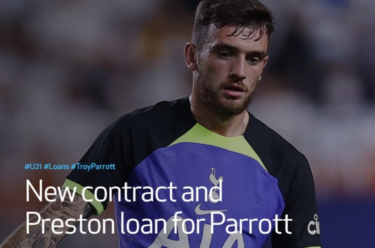 热刺官方：20岁前锋帕洛特续约至2025年，下赛季将外租到普雷斯顿