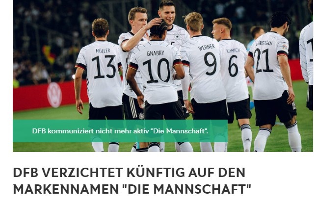 官方：德国队将不再以“Die Mannschaft”作为球队口号